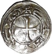 Denier anonymous with crozier, France, 1150-1260 reverse image