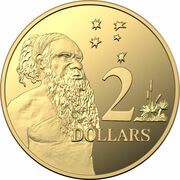 2 Dollars - Elizabeth II 6th Portrait - Gold Proof, Australia, 2020-2022 reverse image