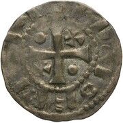 Denier - Herbert II and king Lothair Troyes mint; degenerate legends obverse image