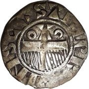 Denier - Theobald II, France, 1125-1152 reverse image