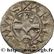 Denier with crescent - Henry II Troyes reverse image