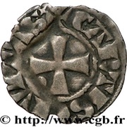 Denier anonyme cross, France, 1220-1293 reverse image