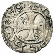 Denier In the name of Ansgar, France, 1100-1200 reverse image