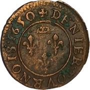 Denier Tournois - Gaston d'Orléans 9th type, France, 1649-1650 reverse image
