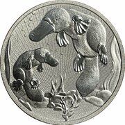 2 Dollars - Elizabeth II 6th Portrait - Platypus with Baby - High Relief, Australia, 2021 reverse image