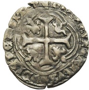 Blanc - Peter II of Bourbon DISPERSIT DEDIT PAVPERIBVS, France, 1488-1503 reverse image