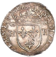 ½ Teston - Henry II 2nd type, France, 1606-1607 reverse image