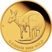 2 Dollars - Elizabeth II 6th Portrait - Mini Roo; Gold Bullion Coin, Australia, 2021 reverse image