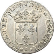 ½ Ecu - Anna Mary Louise 1st type: DNS ADIVTOR, France, 1665-1669 reverse image