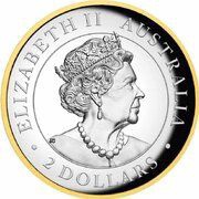 2 Dollars - Elizabeth II 6th Portrait - Australian Kookaburra - Silver Proof Gilded obverse image
