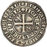 Groat "with Eagle" - Margaret II of Avesnes 13 lilies reverse image
