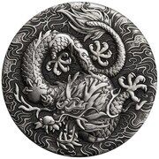 2 Dollars - Elizabeth II 6th Portrait - Chinese Myths and Legends - Silver Antique, Australia, 2022 reverse image