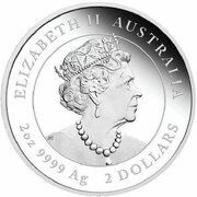 2 Dollars - Elizabeth II 6th Portrait - Year of the Tiger; Coloured Silver Bullion obverse image
