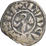Denier immobilized in the name of Louis IV crozier obverse image