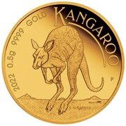 2 Dollars - Elizabeth II 6th Portrait - Mini Roo- Gold Bullion Coin, Australia, 2022 reverse image