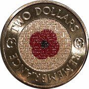 2 Dollars - Elizabeth II Posthumous; 6th Portrait - Remembrance Day - Red Poppy Flower, Australia, 2022 reverse image