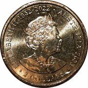 2 Dollars In the name of Elizabeth II; 6th Portrait - Matilda's - Womens World Cup 2023; Dark Green obverse image