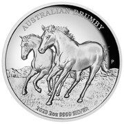 2 Dollars In the name of Elizabeth II; 6th Portrait - Australian Brumby - Silver Proof, Australia, 2023 reverse image
