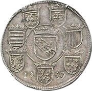 Thaler with shields - Charles III juvenile bust, France, 1557 reverse image