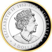 2 Dollars In the name of Elizabeth II; 6th Portrait - Australian Wedge-Tailed Eagle; Silver Gilded obverse image