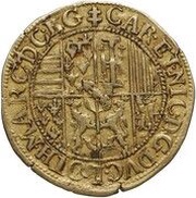 Gold Guilder - Charles IV and Nicole of Lorraine obverse image
