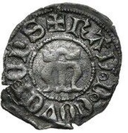 ¼ Denier "Angevine" - Rudolph of Coucy obverse image