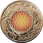 2 Dollars In the name of Elizabeth II; 6th Portrait - Honey Bee, Australia, 2023 reverse image
