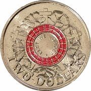 2 Dollars In the name of Elizabeth II; 6th Portrait - Lest We Forget - War Graves, Australia, 2023 reverse image