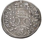 3 Kreuzers - Leopold Eberhard, France, 1710 reverse image