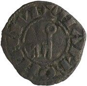 Denier - Aimery III with archbishop Arnaud Amalric, France, 1212-1225 obverse image