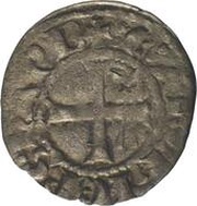 Denier - Aymeri IV and archbishop Gilles Aycelin, France, 1290-1298 reverse image