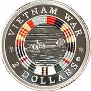 2 Dollars In the name of Elizabeth II; 6th Portrait - Lest We Forget - Vietnam War - Silver Proof, Australia, 2023 reverse image