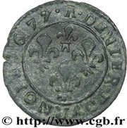 Denier Tournois - Frédéric-Maurice de la tour d'Auvergne Wig, France, 1677 reverse image