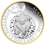 3 Dollars - Elizabeth II 6th Portrait - Koala - Gilded Silver Bullion Coin obverse image