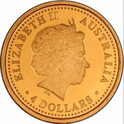 4 Dollars - Elizabeth II 4th Portrait - The Australian Nugget - Gold Proof Coin obverse image