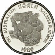 5 Dollars - Elizabeth II 3rd Portrait - Koala - Platinum reverse image