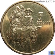 5 Dollars - Elizabeth II 3rd Portrait - ANZAC 75 Years, Australia, 1990 reverse image
