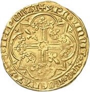 Franc on foot - Joanna I 5th type, France, 1362-1382 reverse image