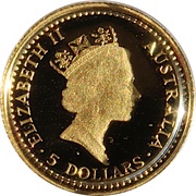 5 Dollars - Elizabeth II 3rd Portrait - Grey Kangaroo - Gold Bullion Coin obverse image