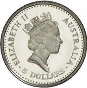 5 Dollars - Elizabeth II 3rd Portrait - Koala - Platinum obverse image