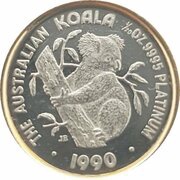5 Dollars - Elizabeth II 3rd Portrait - Koala - Platinum reverse image