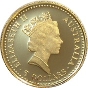 5 Dollars - Elizabeth II 3rd Portrait - Common Walleroo - Gold Bullion Coin obverse image