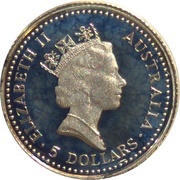 5 Dollars - Elizabeth II 3rd Portrait - Koala - Platinum obverse image