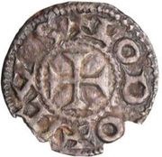 Denier In the name of Louis IV; Crosslet cutting legend obverse image