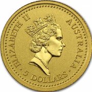 5 Dollars - Elizabeth II 3rd Portrait - Nailtailed Wallaby - Gold Bullion Coin obverse image