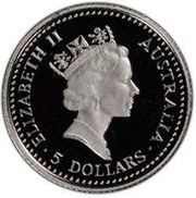 5 Dollars - Elizabeth II 3rd Portrait - Koala - Platinum obverse image