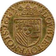 Double Tournois - Henry 5th type, France, 1614 reverse image