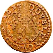 Double Tournois - Frédéric-Maurice 12th type, France, 1633 reverse image