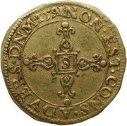 Gold Pistole - Charlotte of the Marck, France, 1590-1591 reverse image