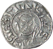 Denier realist style; crozier at right obverse image